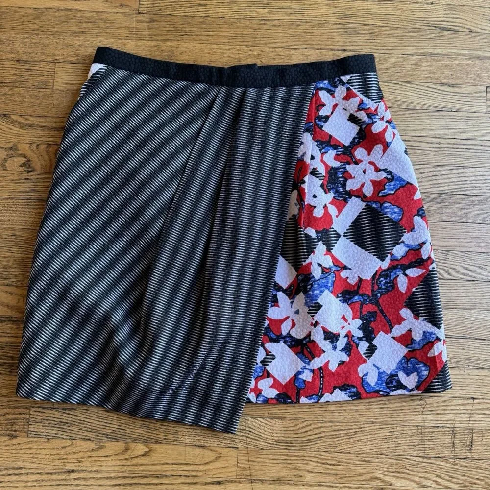 Peter Pilotto Target Mini Skirt Womens 10 Floral Jacquard Faux Wrap Preppy Artsy